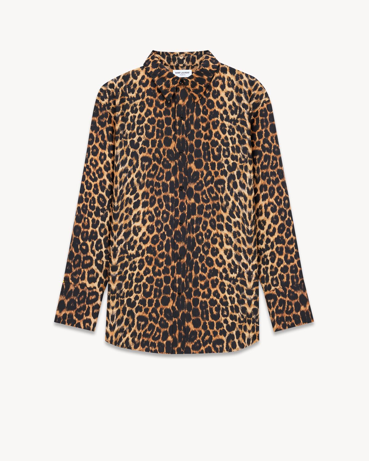 Camisa oversize de tafetán de seda con motivo de leopardo
