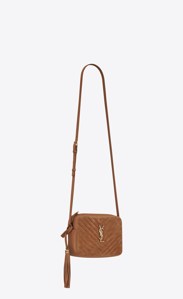 Saint Laurent Lou Mini Ysl Quilted Camera Bag, Dark Beige, Women's, Handbags & Purses Crossbody Bags & Camera Bags