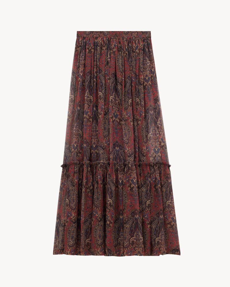 ruffled skirt in paisley silk crepon