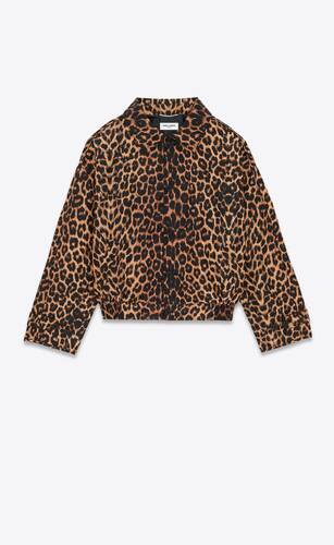 harrington jacket in leopard silk taffeta