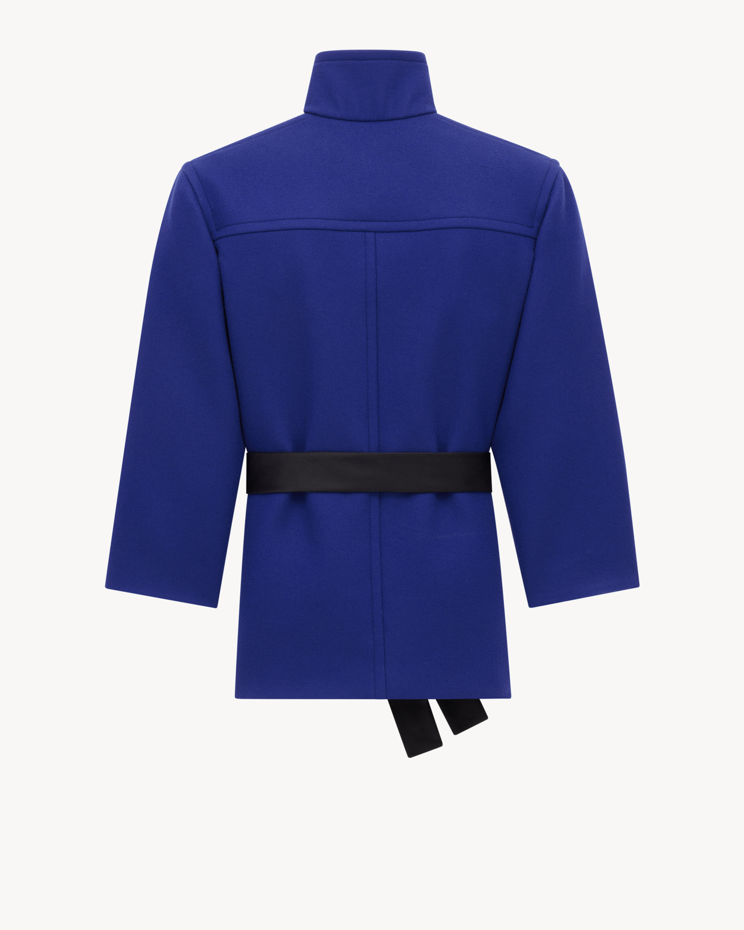 boxy belted coat in wool