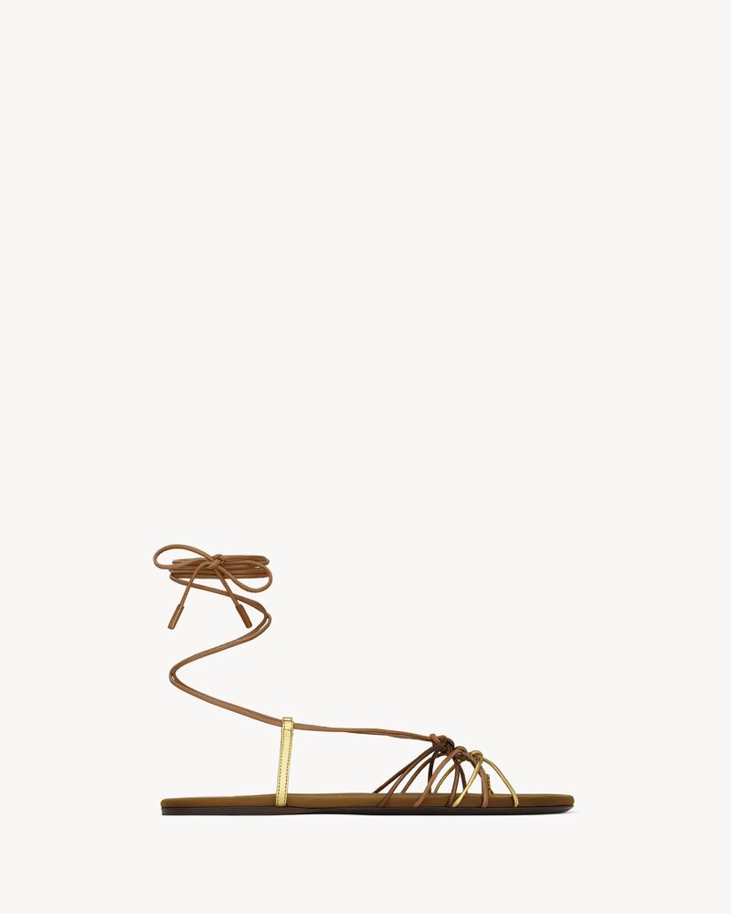 BABYLONE sandals in smooth and metallic leather