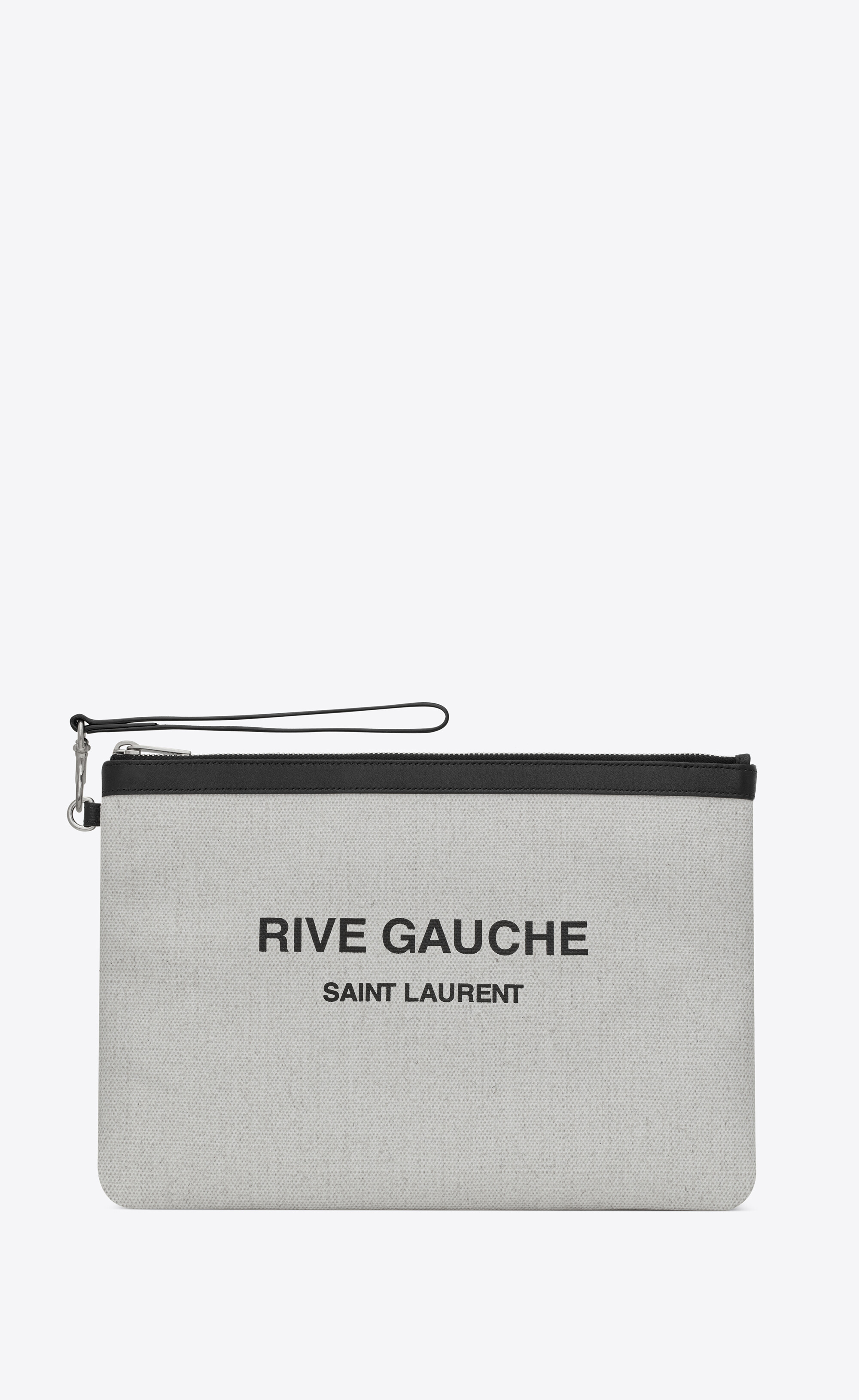 Rive Gauche Canvas Pouch in White - Saint Laurent