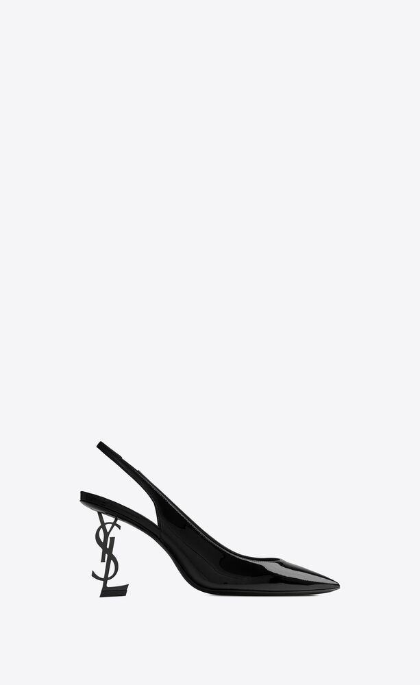 zapatos de salón slingback opyum de charol con tacón negro