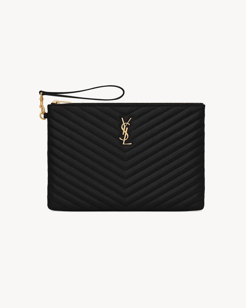 CASSANDRE MATELASSÉ tablet pouch in leather in Black Saint