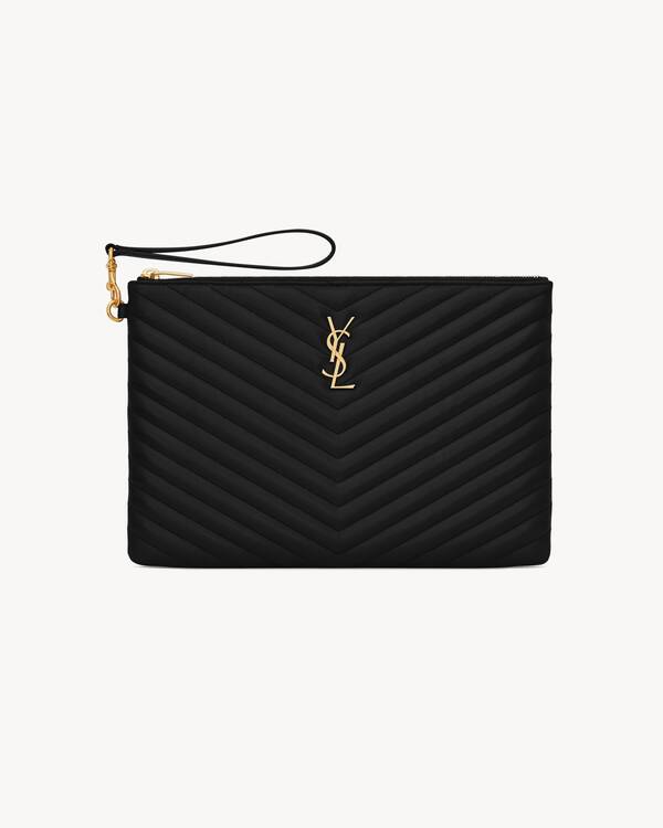 CASSANDRE MATELASSÉ tablet pouch in leather in Black | Saint