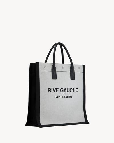 rive gauche large tote bag in printed canvas and leather
