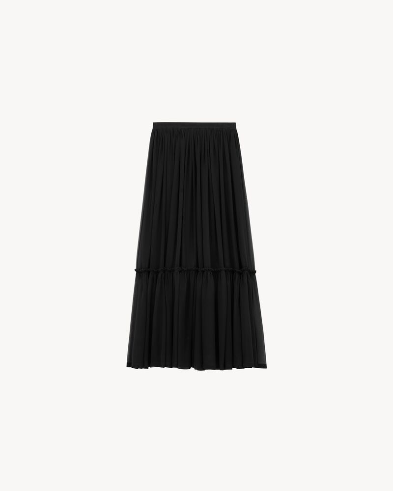 ruffled skirt in silk crepe muslin
