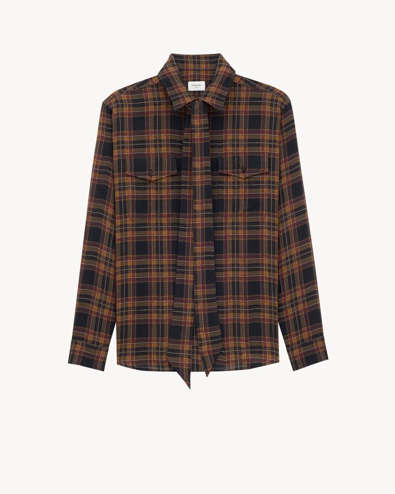 CASSANDRE lavallière shirt in wool tartan
