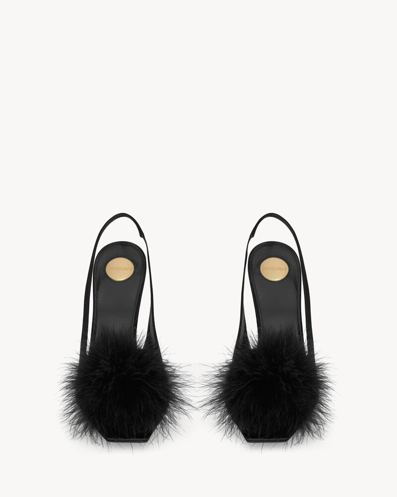 PARADIS sandals in satin and feathers