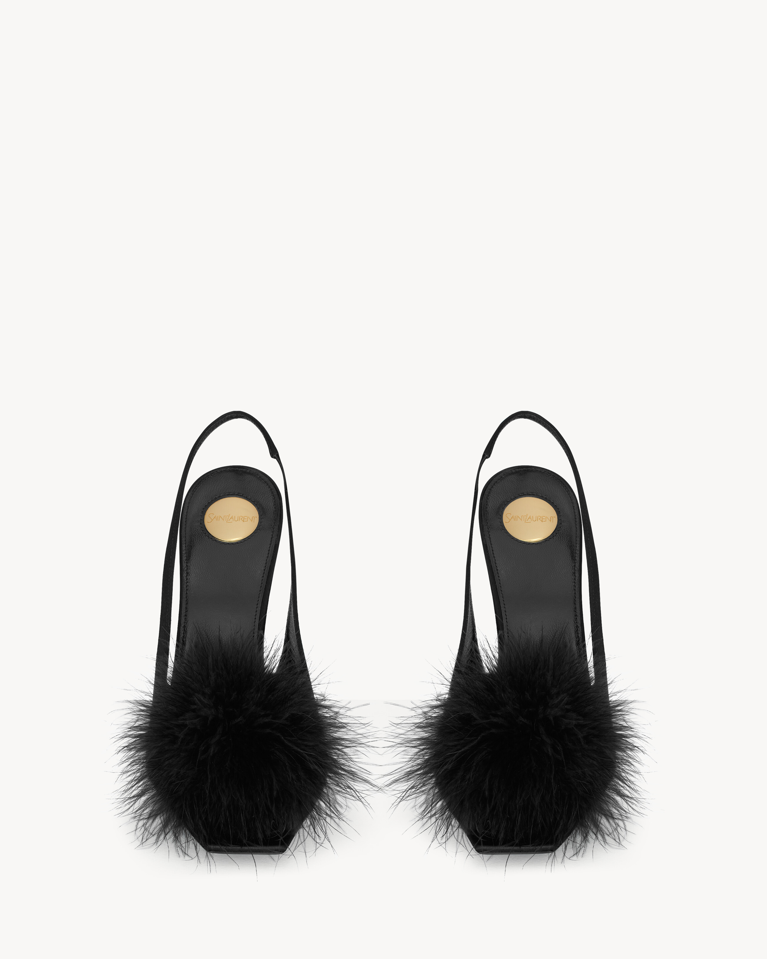 PARADIS sandals in satin and feathers