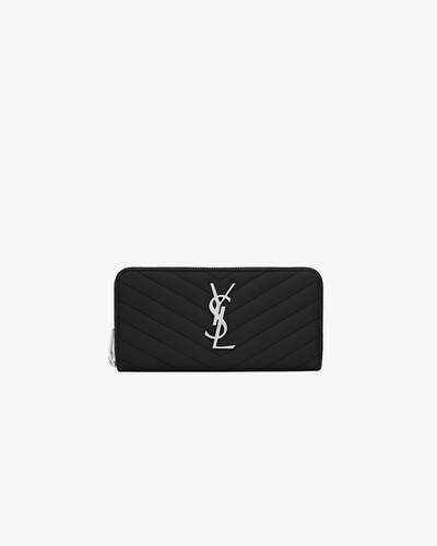 CASSANDRE MATELASSÉ compact zip around wallet in grain de poudre embossed  leather, Saint Laurent