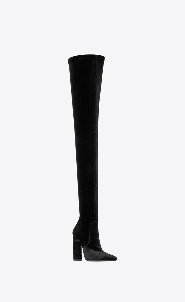 AUTEUIL over-the-knee boots in stretch velvet | Saint Laurent | YSL.com