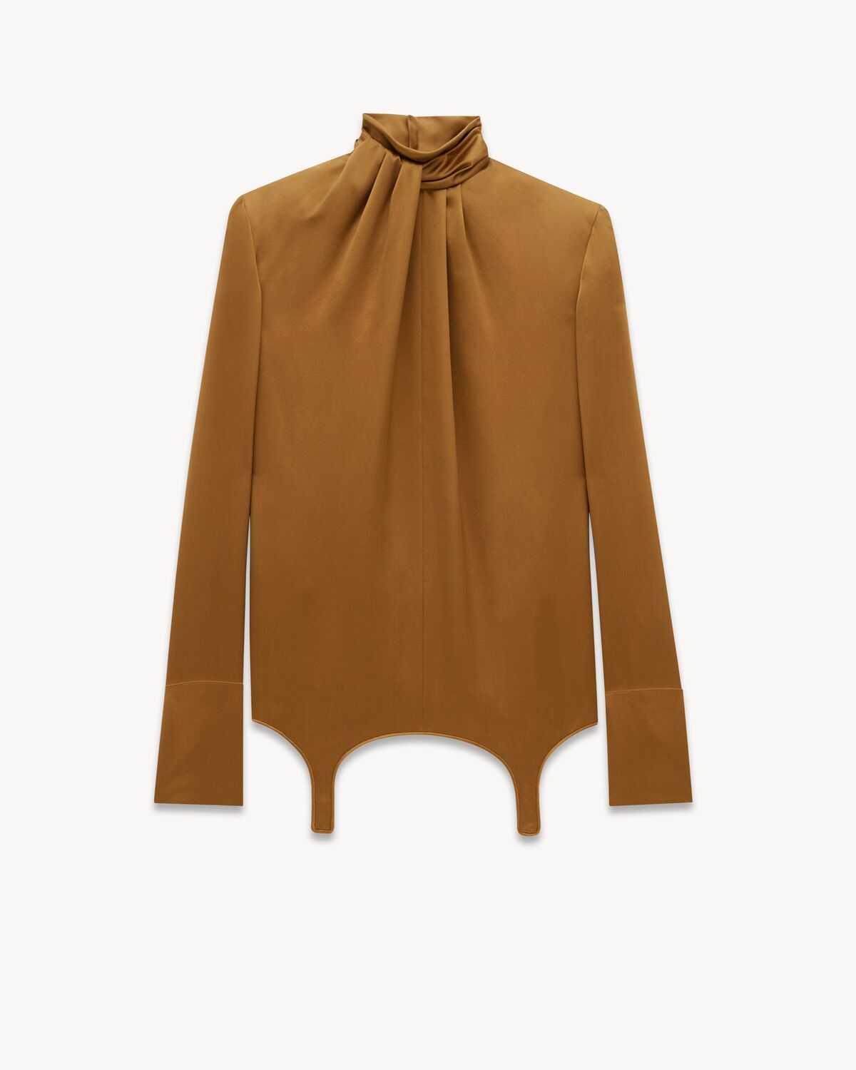 Twist-neck garter blouse in silk satin | Saint Laurent | YSL.com