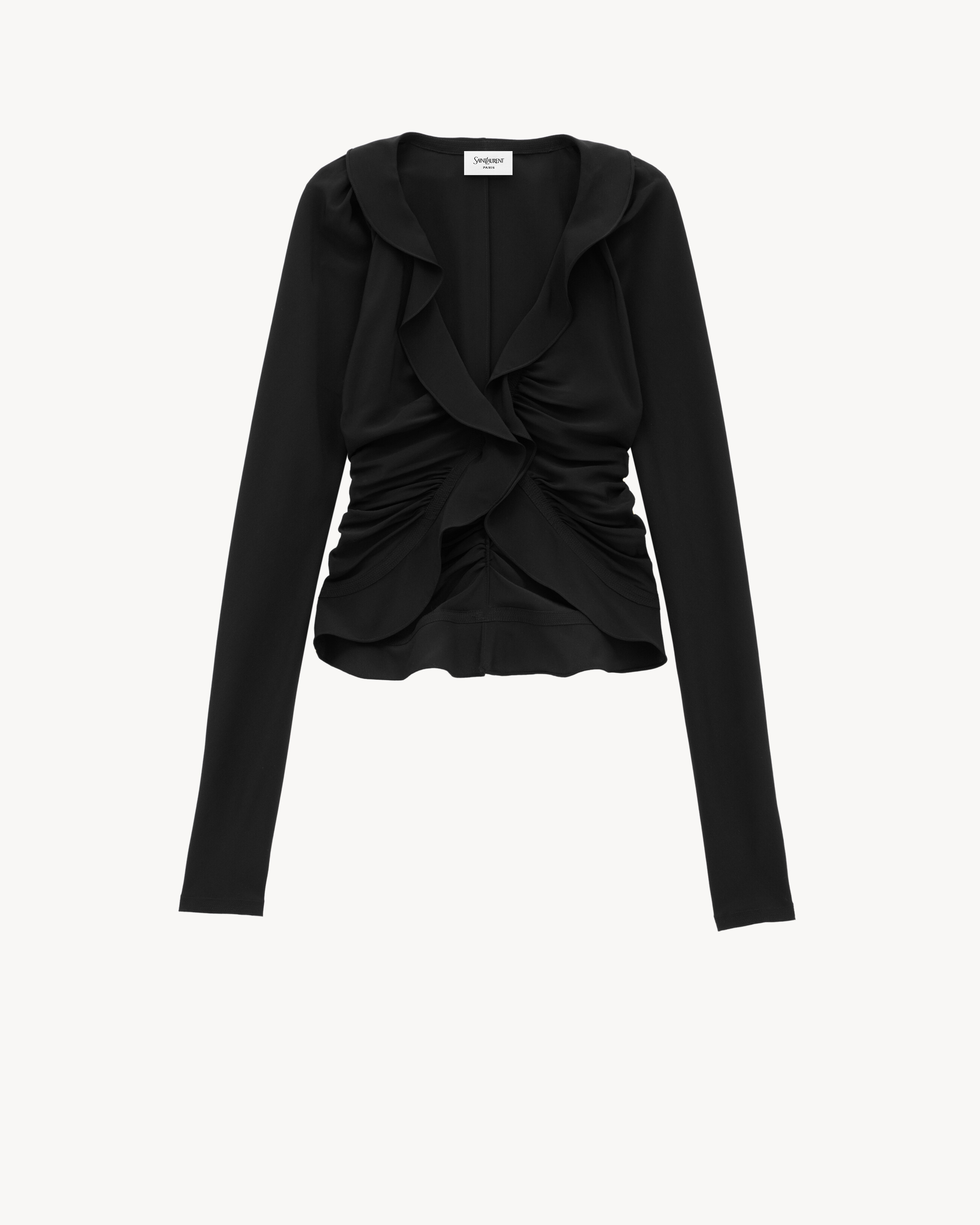 ruffled blouse in silk crepe de chine