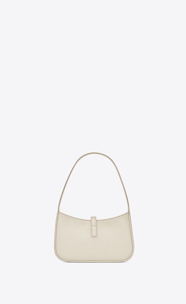 Le 5 A 7 Mini Leather Shoulder Bag in White - Saint Laurent
