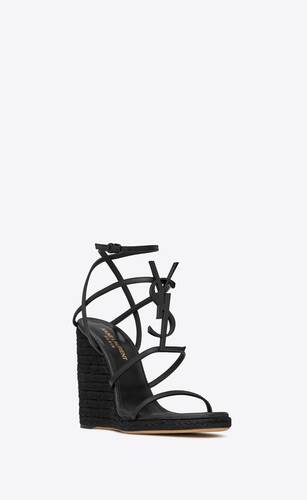 CASSANDRA Wedge espadrilles in leather | Saint Laurent | YSL.com
