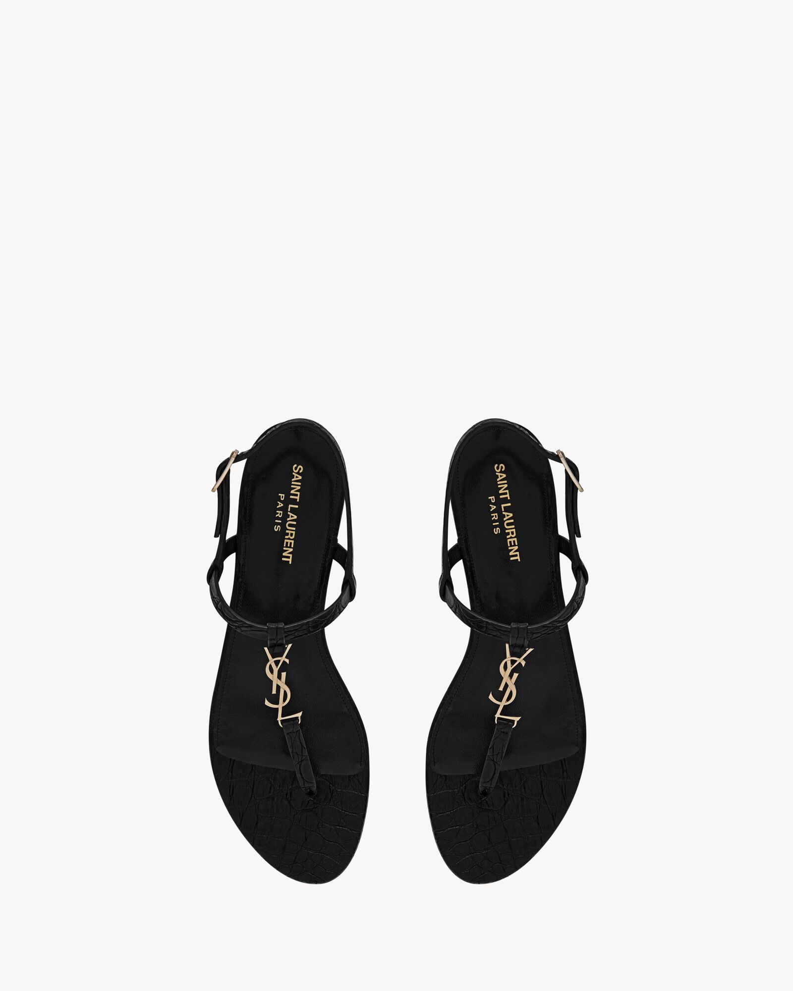 Women's Flat Leather Sandals Saint Laurent YSL