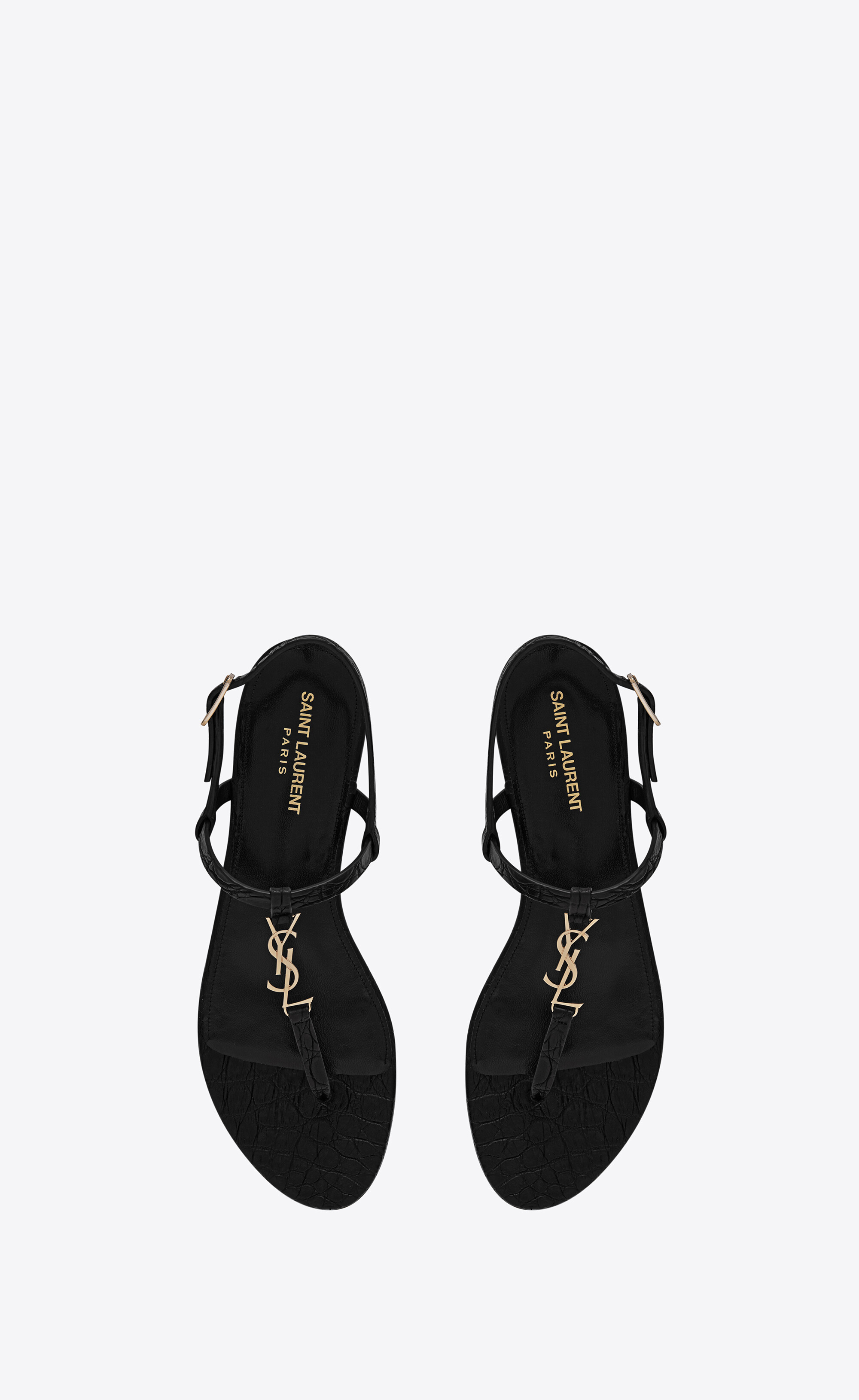 proposition Student Bend CASSANDRA sandals in crocodile-embossed leather | Saint Laurent | YSL.com