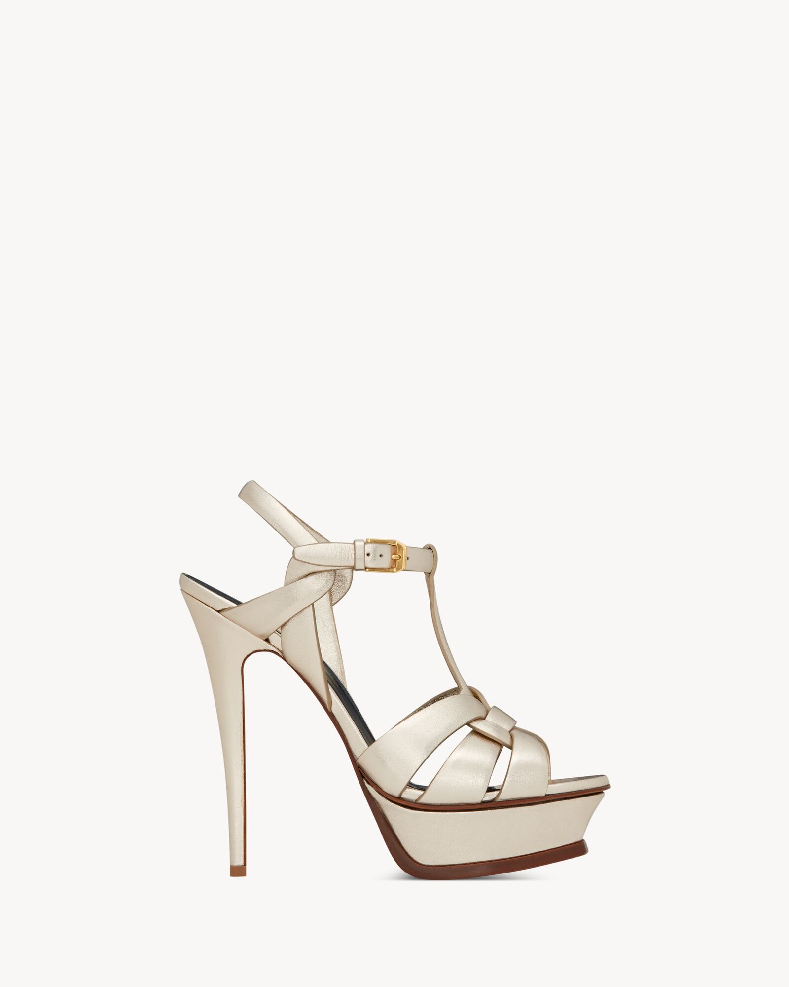 Tribute sandals in metallic leather Saint Laurent YSL AU