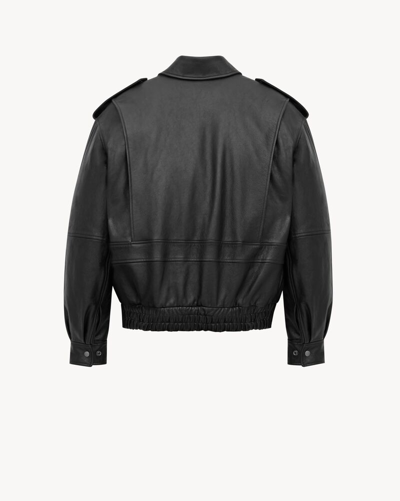 Chaqueta oversize de piel granulada