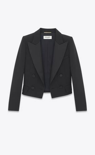 cropped tuxedo jacket in grain de poudre