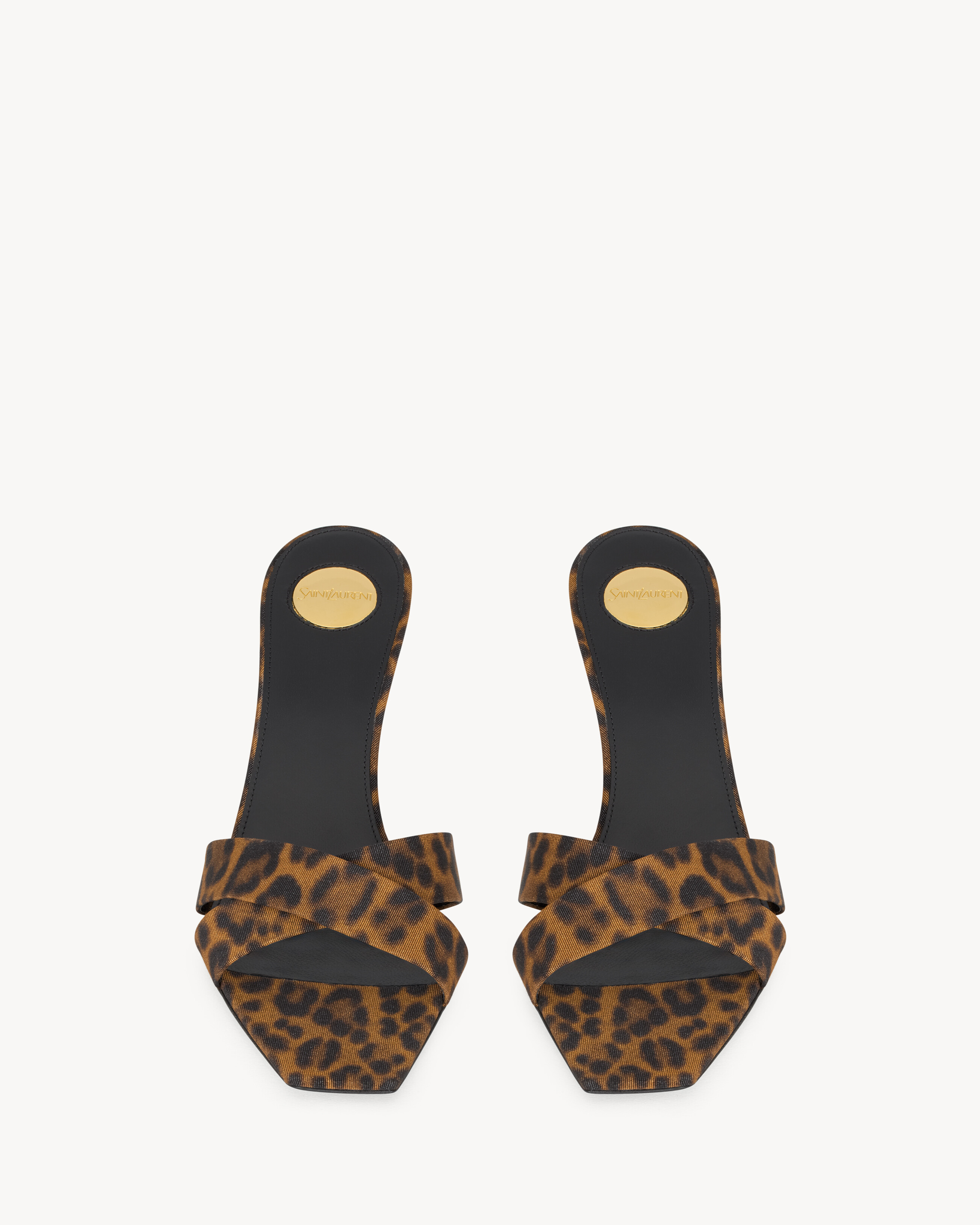 JILL mules in leopard grosgrain