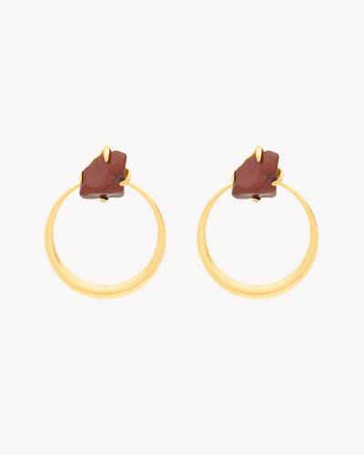 KNOCKER EARRINGS IN JASPER AND METAL | Saint Laurent | YSL US