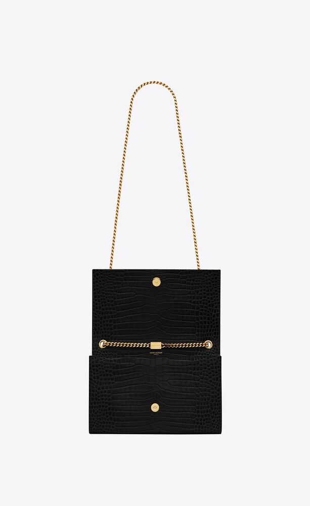 Yves Saint Laurent Medium Kate Tassel Chain Bag Crocodile Embossed
