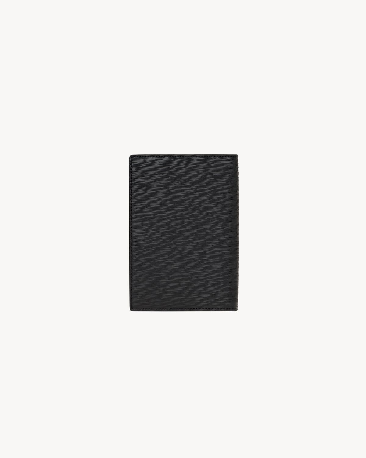 Saint Laurent Paris passport case in ripple leather