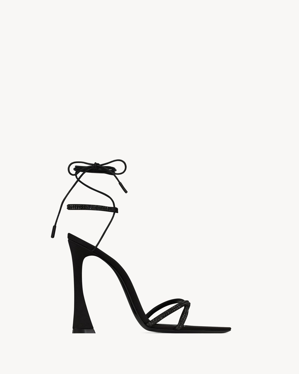 생로랑 새틴 크레이프와 라인스톤 리자 샌들 8000489QAA71011