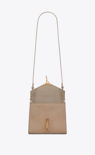 cassandra mini top handle bag in smooth leather and suede