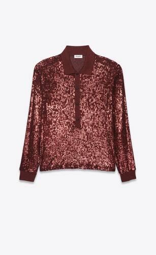 long-sleeved polo shirt with sequins