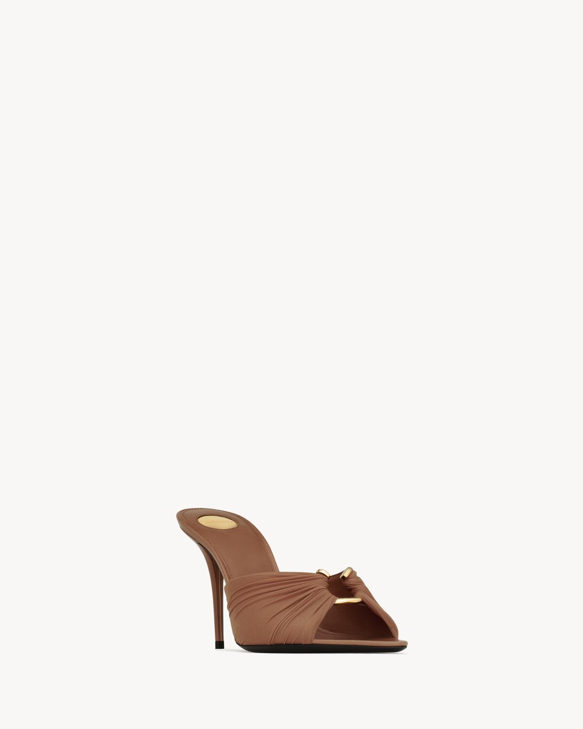 LOLA mules in smooth leather and draped jersey