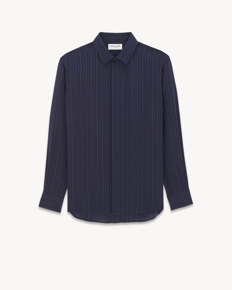 Shirt in Striped Silk Crepe de Chine