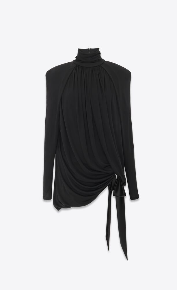 Draped dress in satin crepe jersey | Saint Laurent | YSL.com