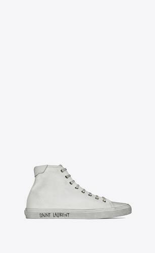 malibu mid-top sneakers in canvas and smooth leather