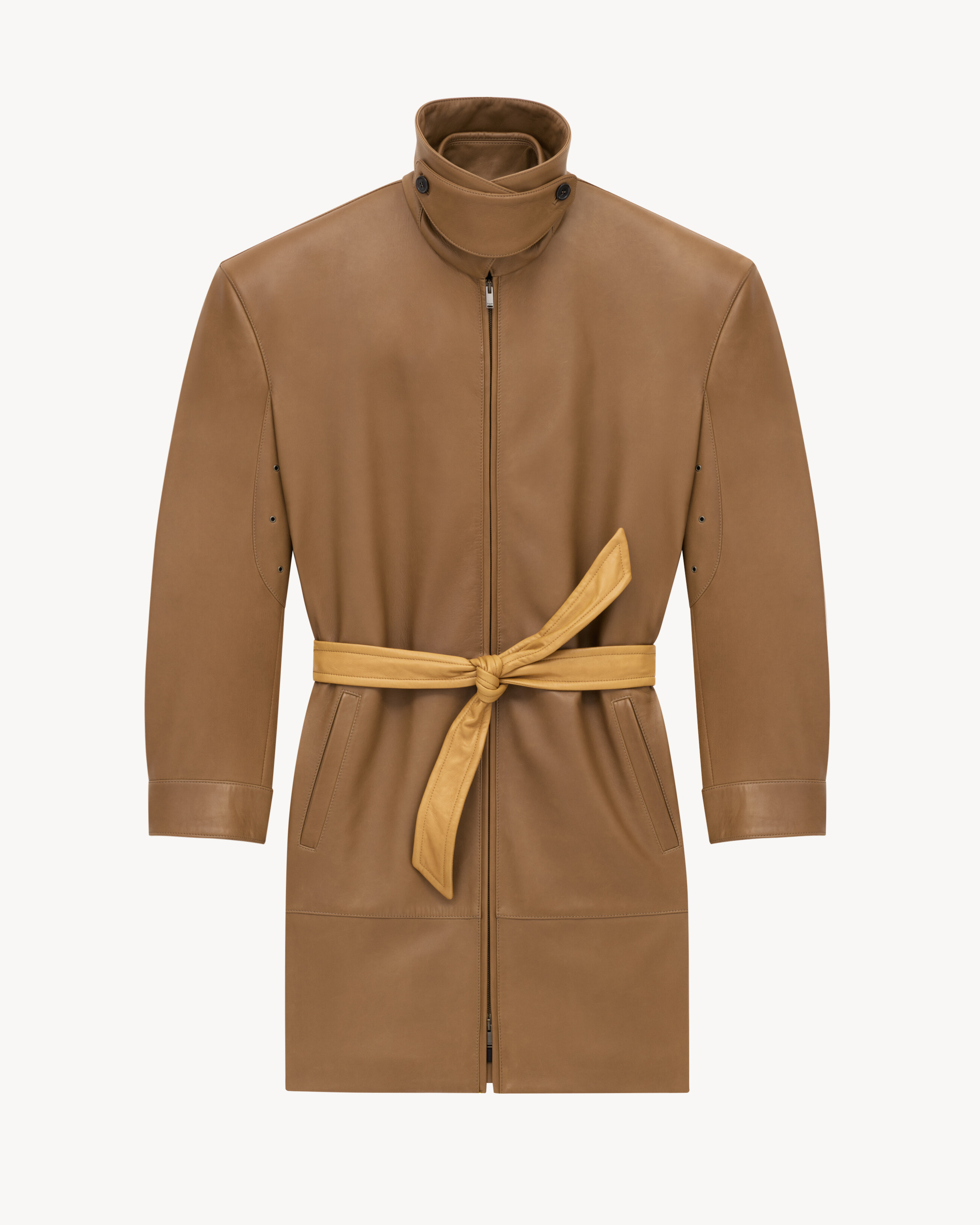 belted jacket in lambskin