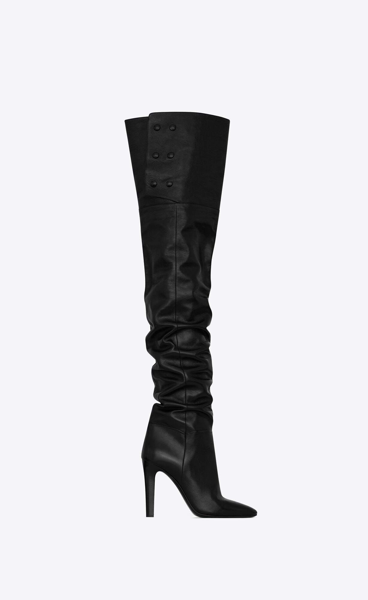 Jane over-the-knee boots in shiny grained leather | Saint Laurent ...