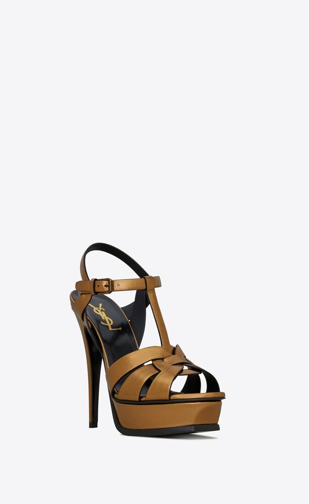 tribute platform sandals in smooth leather