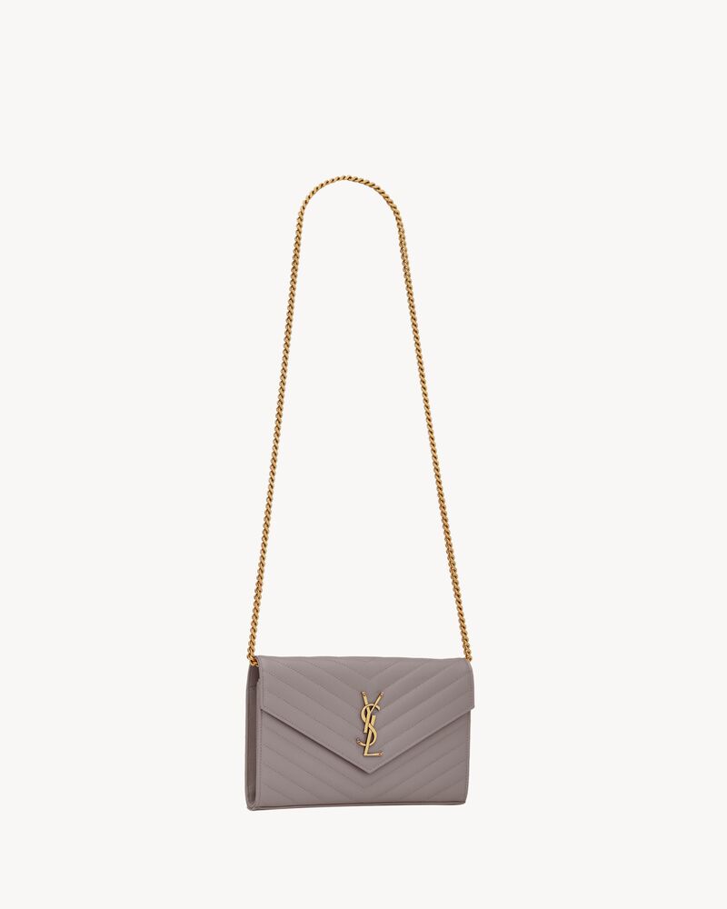 Ysl monogramme large grain de poudre wallet on chain Clearance