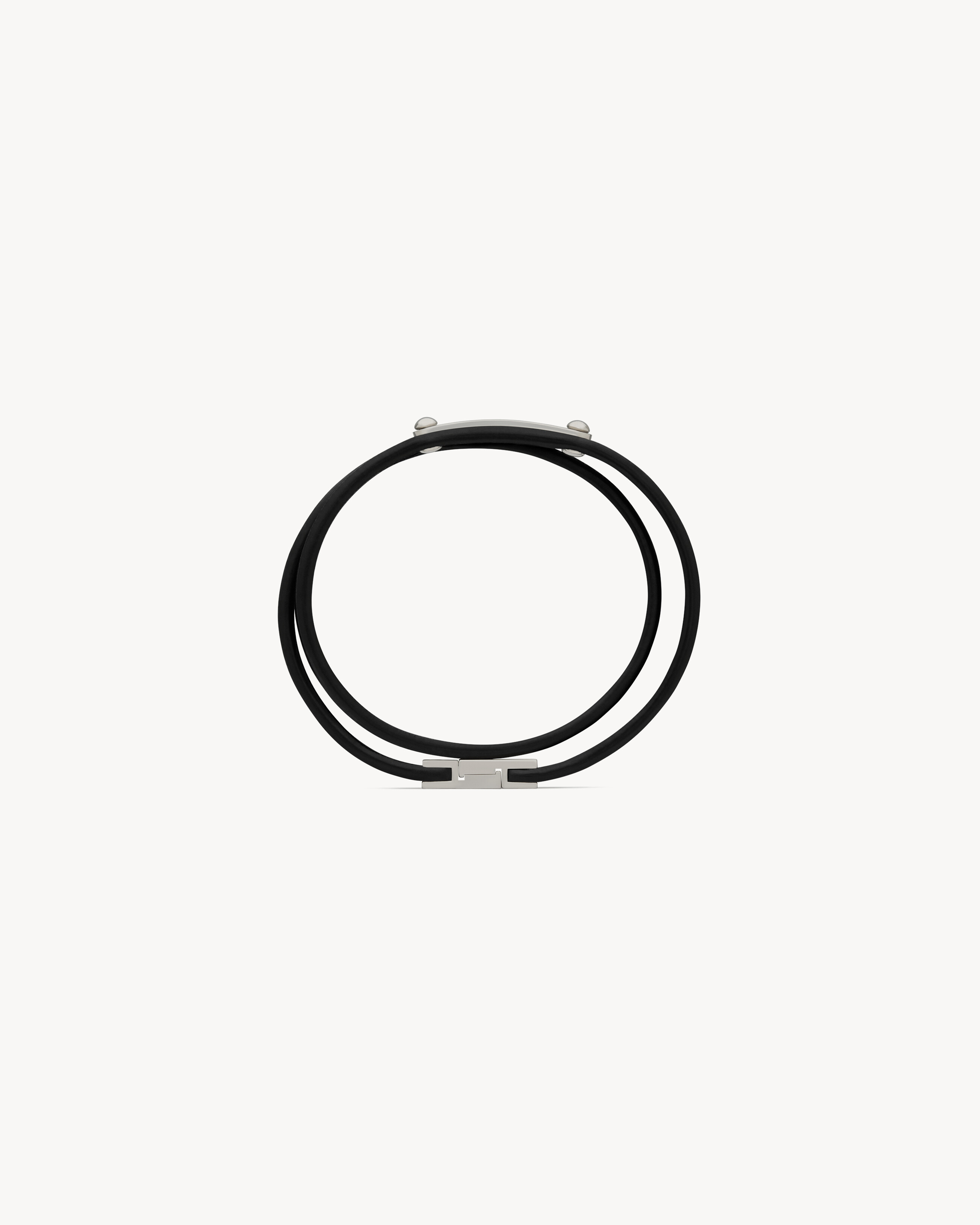 double-wrap ID bracelet in leather and metal