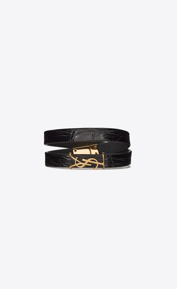 opyum double wrap bracelet in caiman and metal