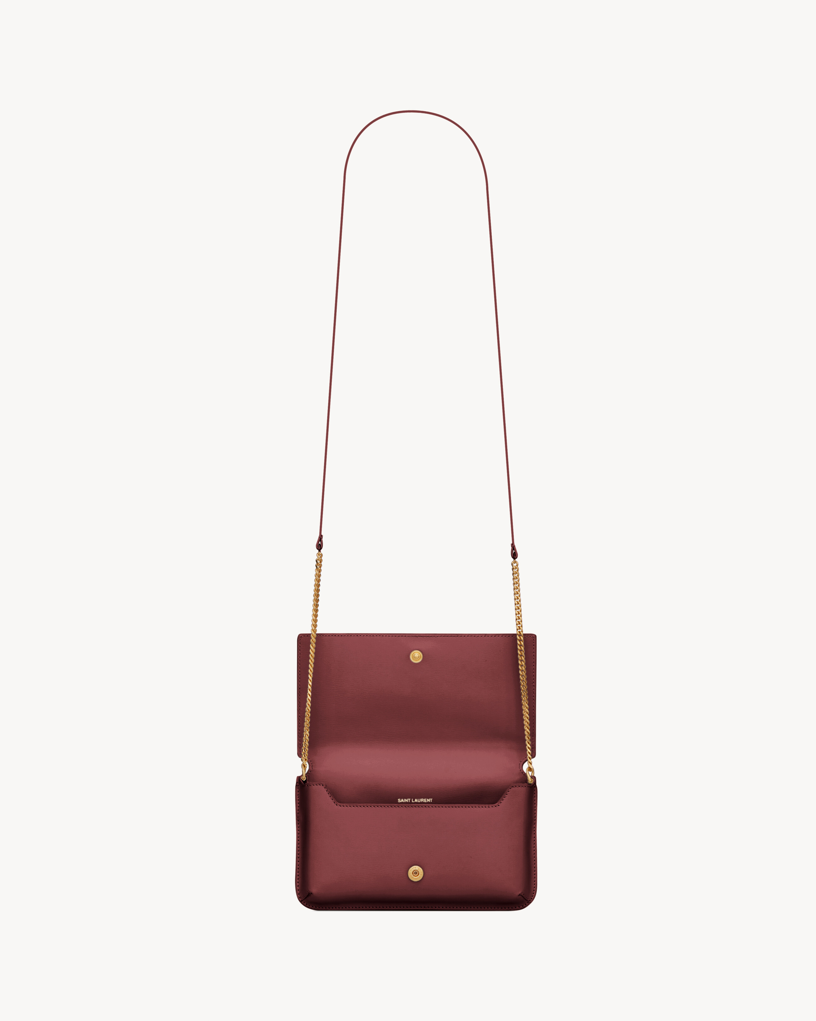 Saint Laurent Cassandre Phone Holder In Smooth Leather - Red - Women Saint Laurent Cassandre Phone Holder In Smooth Leather - Red - Women