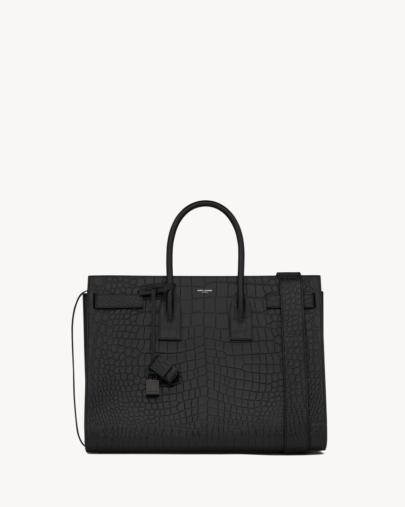 sac de jour large in crocodile-embossed leather