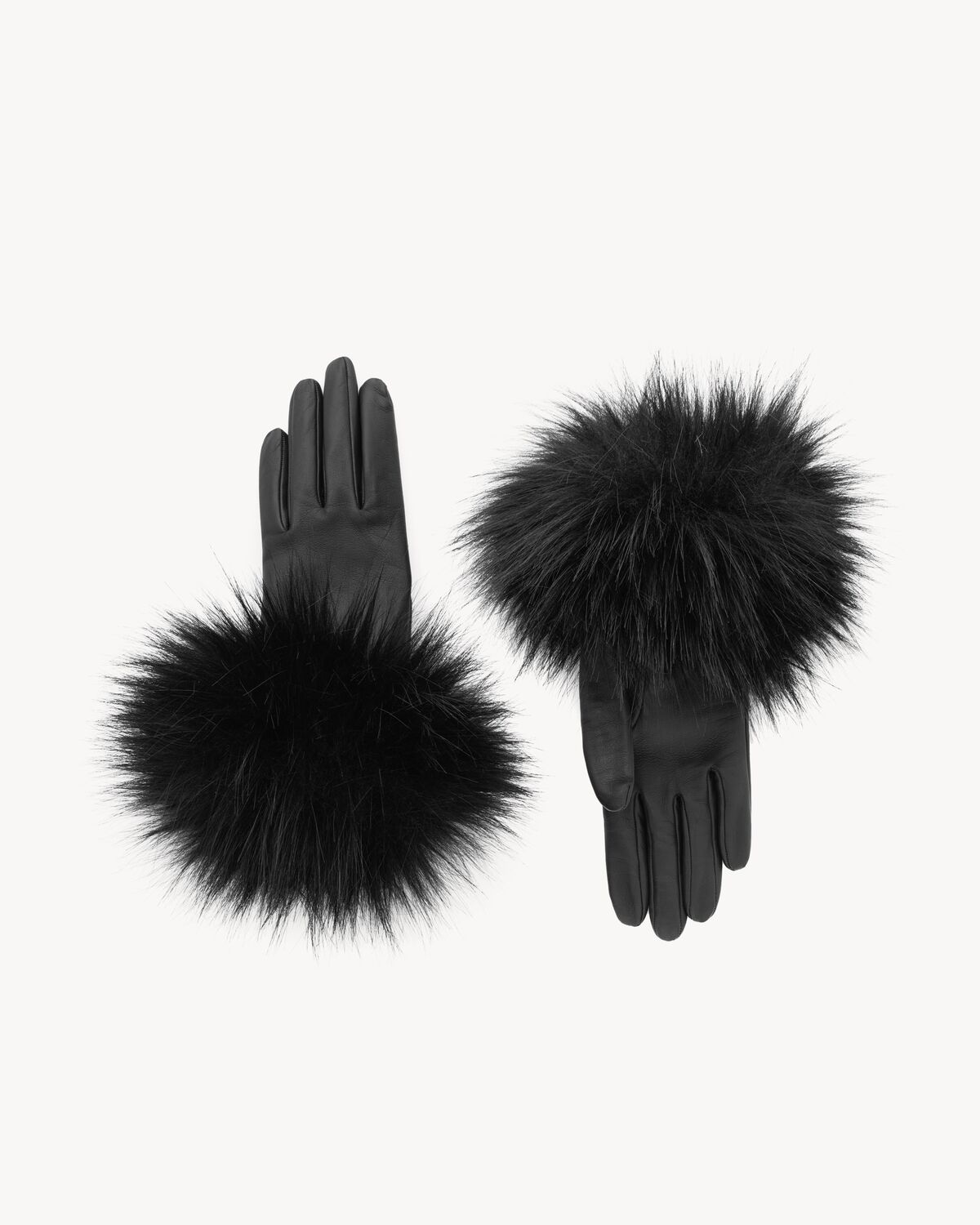 Gants en fourrure non animale et cuir