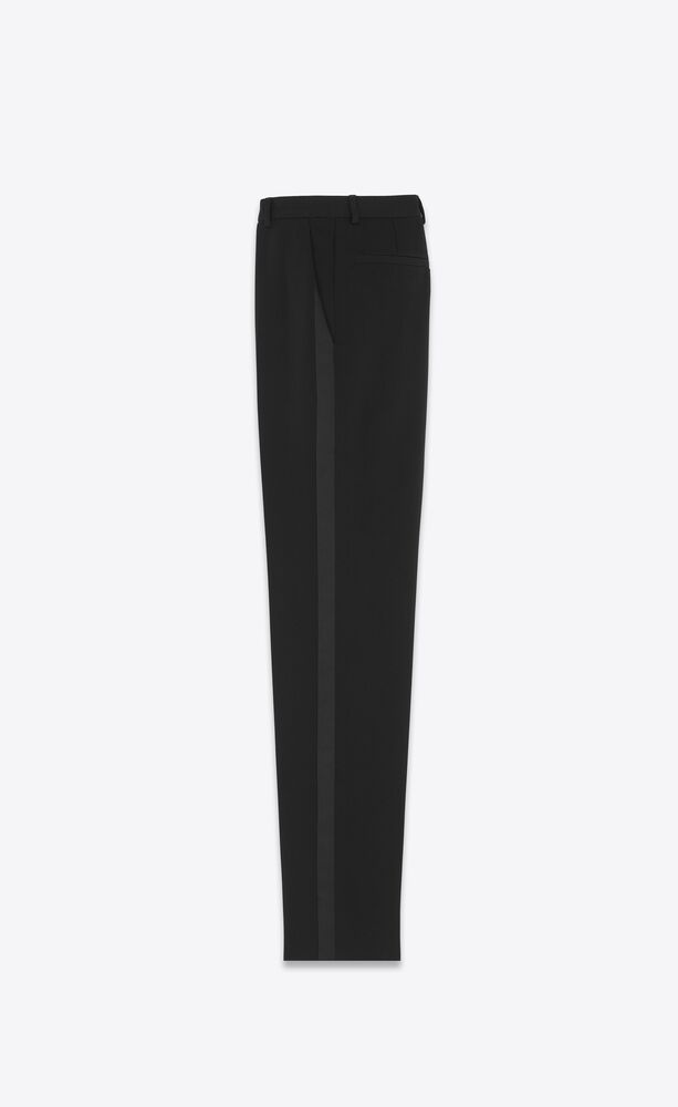 High-waisted tuxedo pants in GRAIN DE POUDRE | Saint Laurent | YSL.com