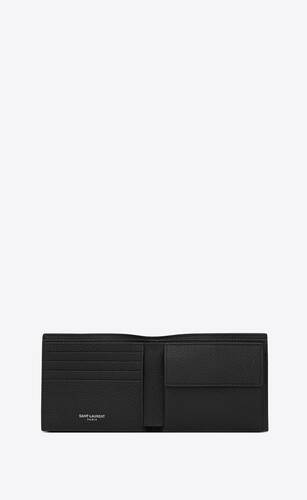 cassandre shadow saint laurent east/west wallet with coin purse in grained leather