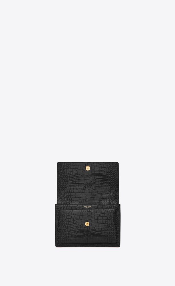 Saint Laurent Medium Monogram Sunset Croc Embossed Leather Shoulder Bag