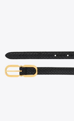 allongee buckle thin belt in viper-embossed leather
